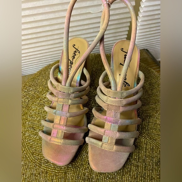 Free People Shoes - Free People Colette Clinched Heel Sandals Rainbow Metallic NWOT